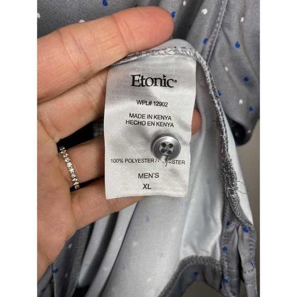 Etonic Size XLARGE Gray Short Sleeve Geometric Print Golf Shirt - Picture 8 of 9